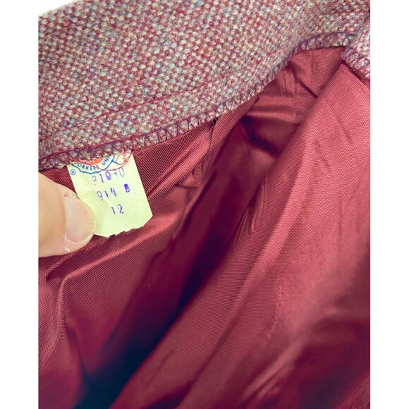 VINTAGE DANIEL FOR SPELLBOUND BURGUNDY TWEED WOOL BLEND HI WAIST PANTS - 12 - Picture 4 of 5